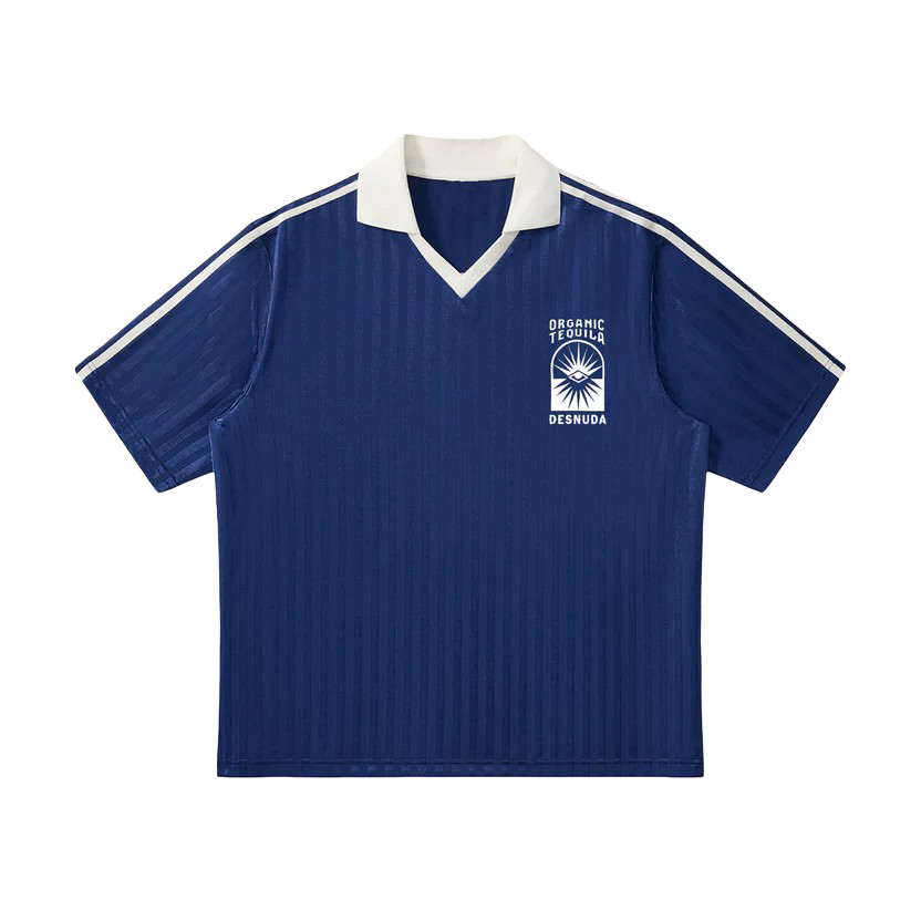 Contrast Collar Striped Soccer Jersey