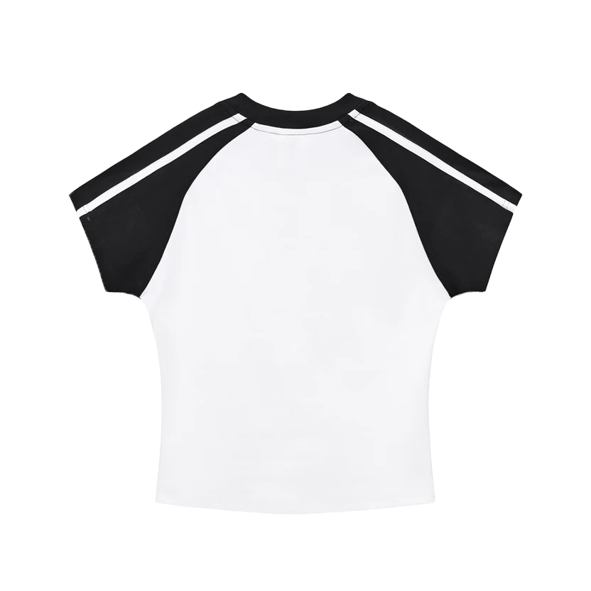 Contrast Stripes Bodycon Raglan  Sleeve T-Shirt